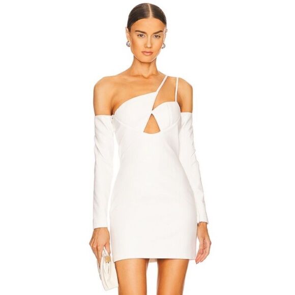 NWT CEREN OCAK Revolve Cut Out Dress in White Small Faux Leather - Picture 1 of 15